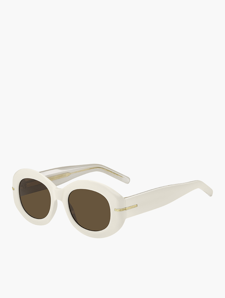 MyRunway | Shop Hugo Boss Brown & Ivory Oval Sunglasses for Women